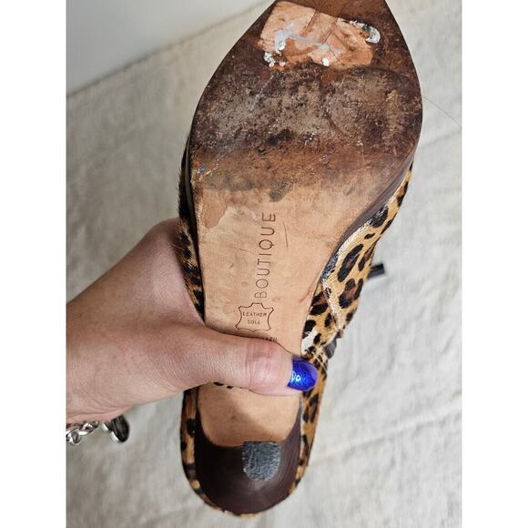 Boutique Leopard print leather fur surface 6.5 high ultra high heel boots w Zip. - Picture 13 of 16